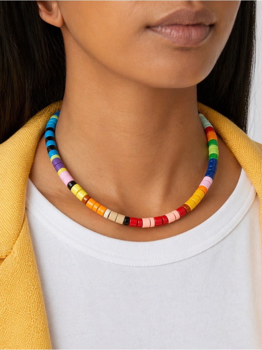 Roxanne Assoulin 18” Rainbow Candy Statement Necklace Choker Gold Clasp Enamel
